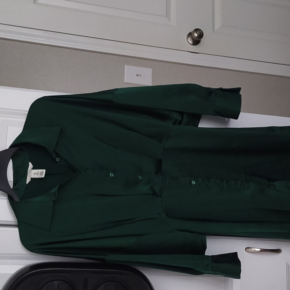 H&M Dark Green Casual Button Down Midi Dress
